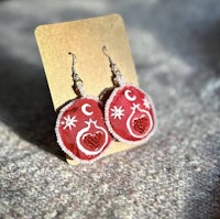 red and white pomegranate earrings